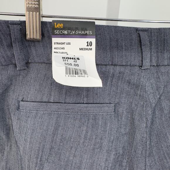 Lee Mid Rise Straight Leg Stretchy Shaping Pants WMNS 10M Gray Regular Fit Work - Picture 8 of 11